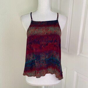 Silence and Noise Cami Top Sz Med Red Multicolored Strappy Back